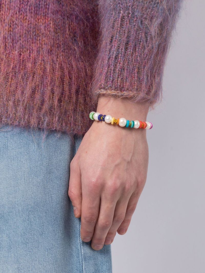 Gold-tone Rainbow Bead Charm Bracelet