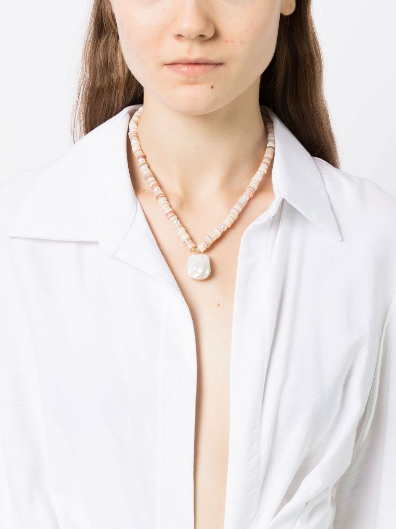 Gold-tone Shell Pearl Necklace