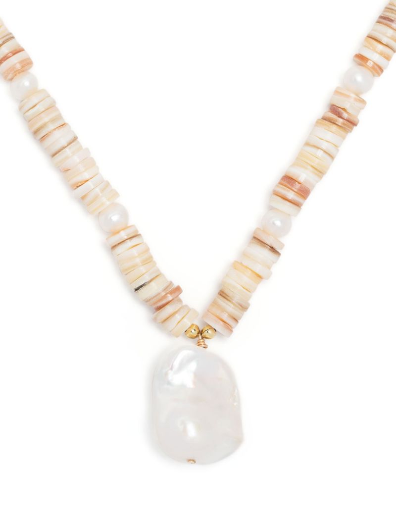 Gold-tone Shell Pearl Necklace
