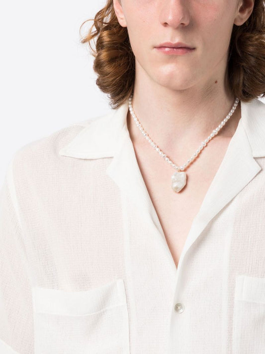 White Fireball Pearl Pendant Necklace