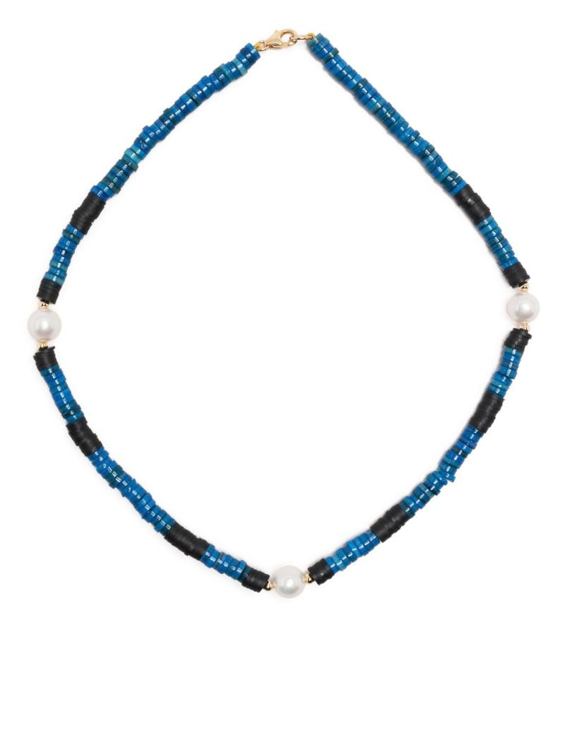 Blue Beaded Pearl Necklace