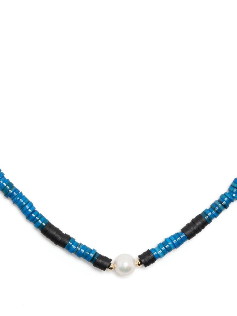 Blue Beaded Pearl Necklace