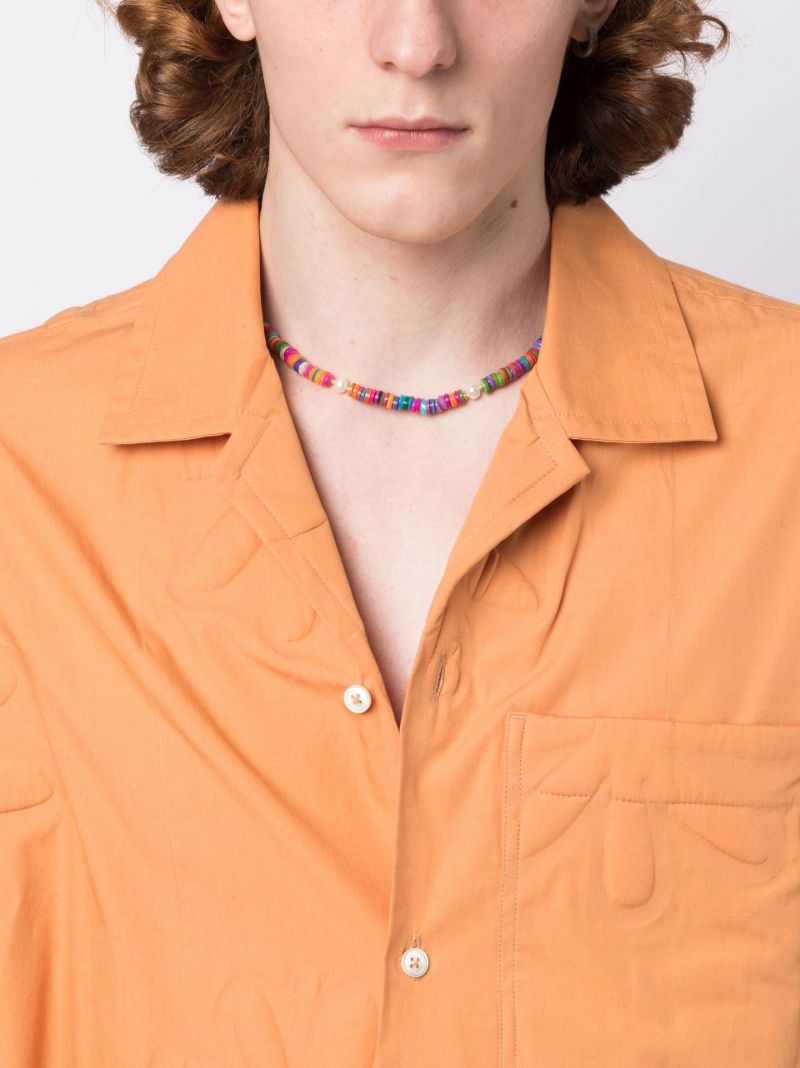 Gold-tone Shell Pearl Bead Necklace