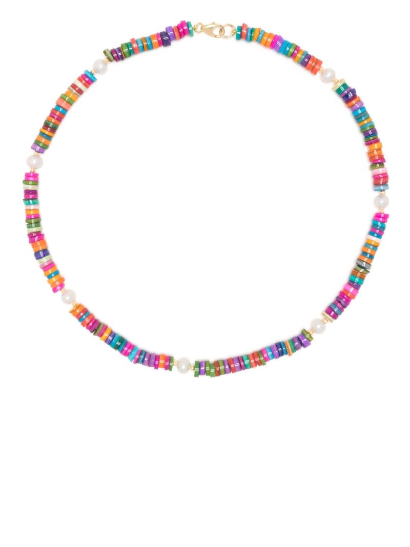 Gold-tone Shell Pearl Bead Necklace