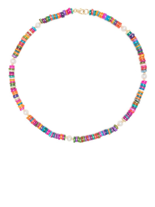 Gold-tone Shell Pearl Bead Necklace