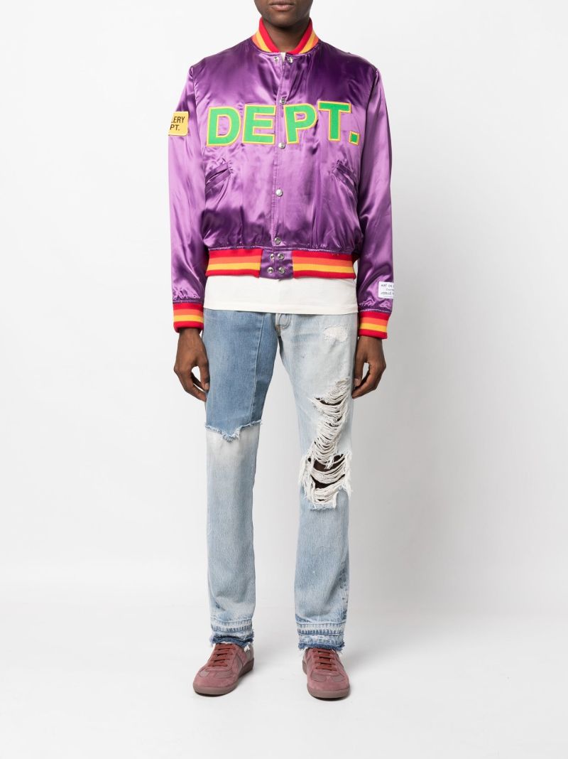 Blue Ken Panelled Distressed Straight Leg Jeans