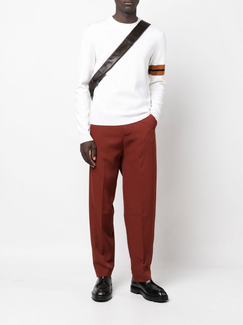 White Stripe Detail Wool Sweater