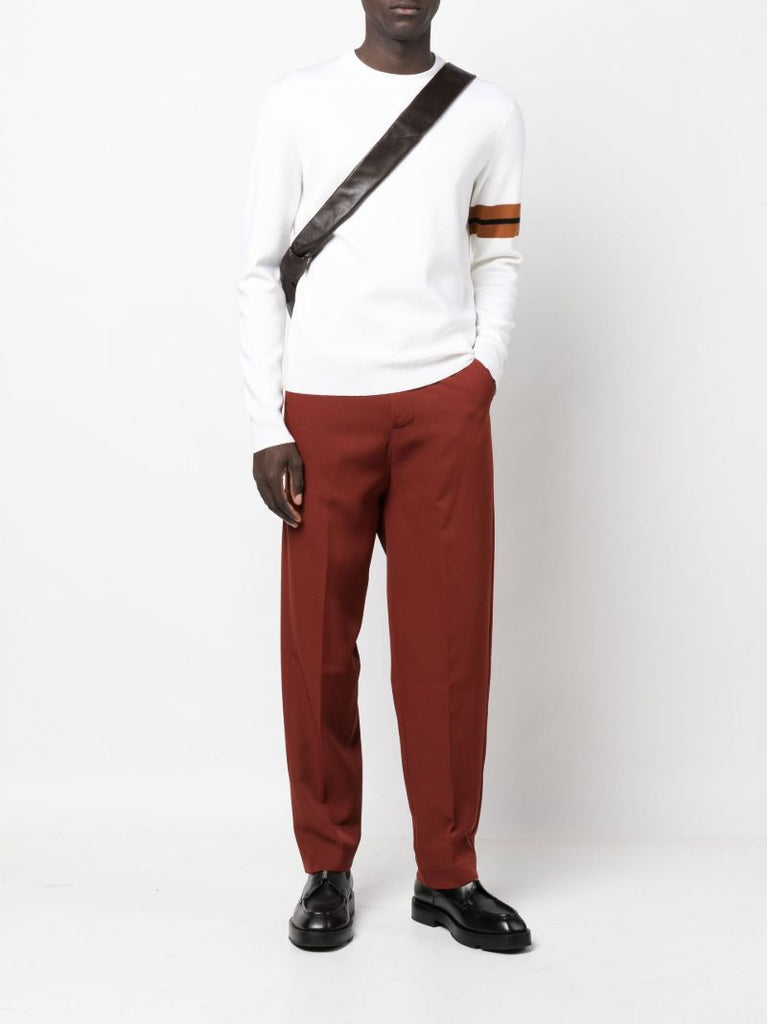 White Stripe Detail Wool Sweater