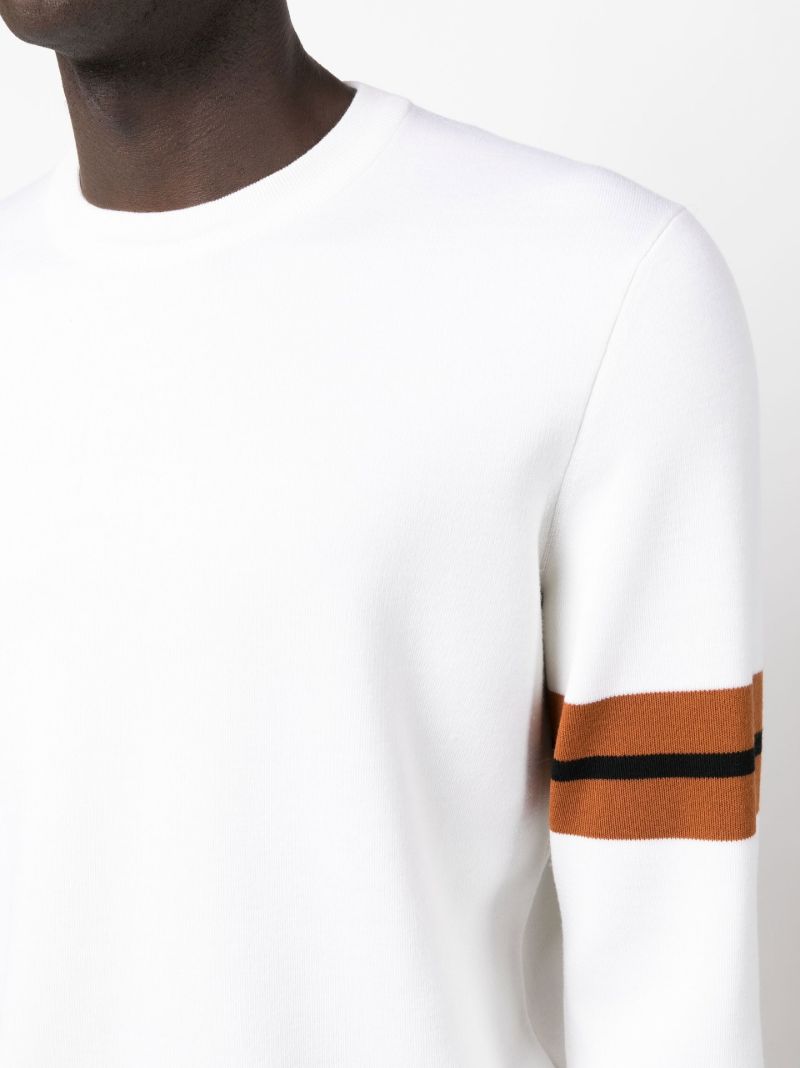 White Stripe Detail Wool Sweater
