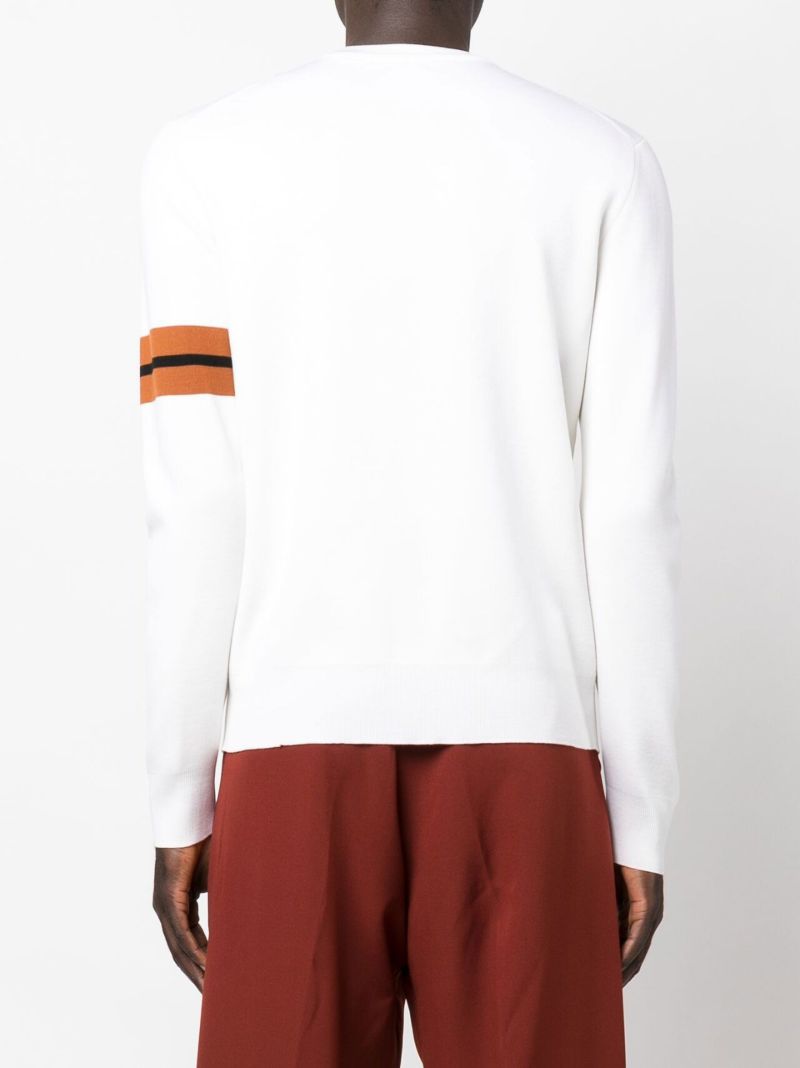 White Stripe Detail Wool Sweater