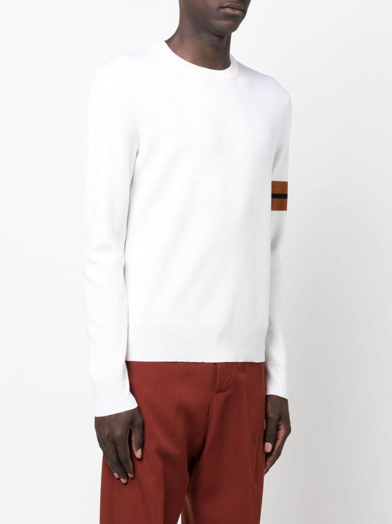 White Stripe Detail Wool Sweater