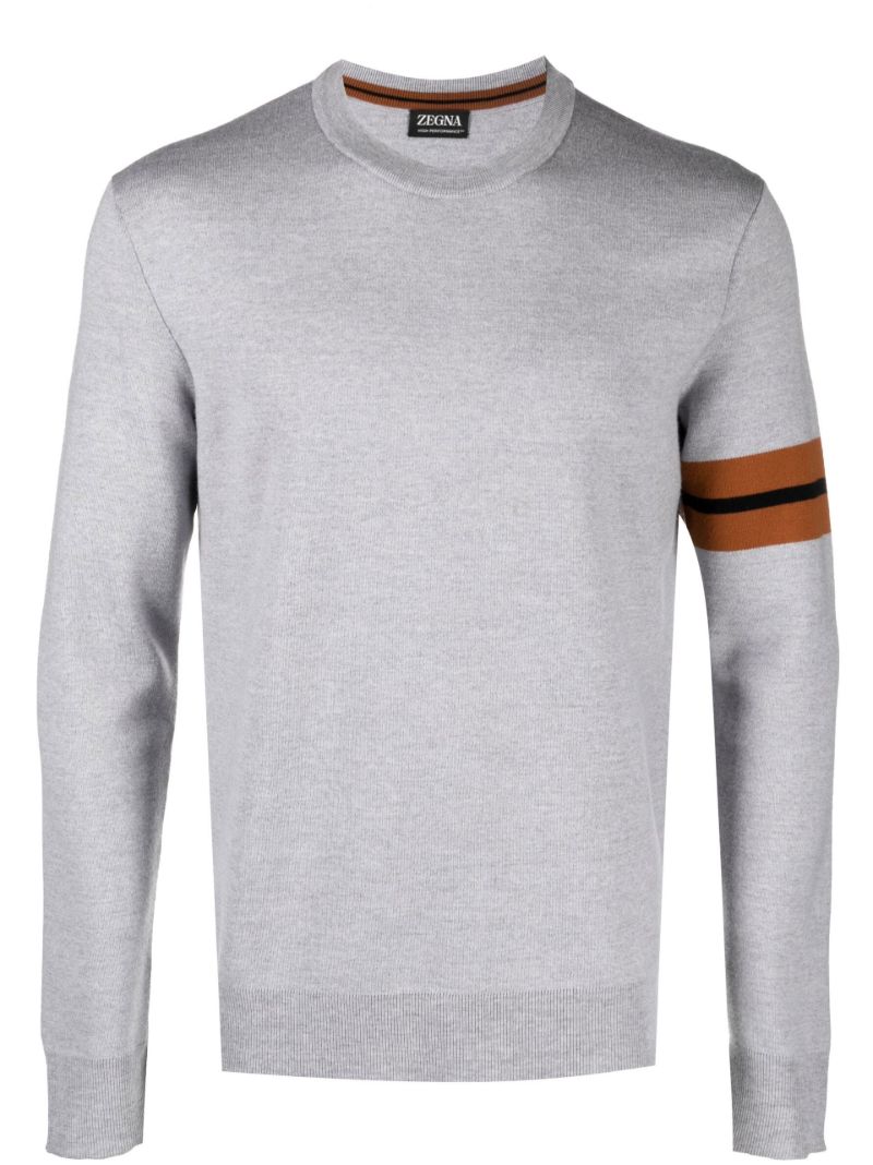 Grey Arm Band Wool Sweater