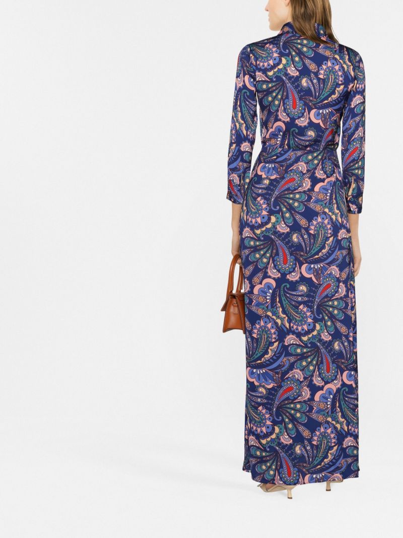 Blue Jacqueline Paisley Print Shirt Dress