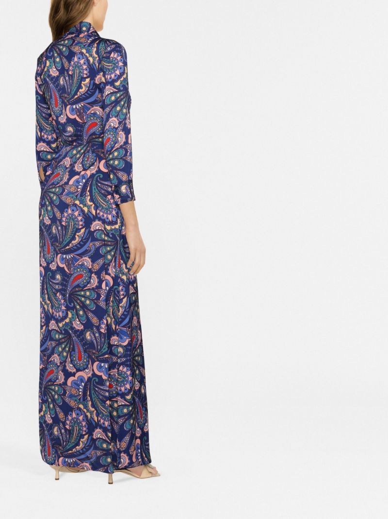 Blue Jacqueline Paisley Print Shirt Dress