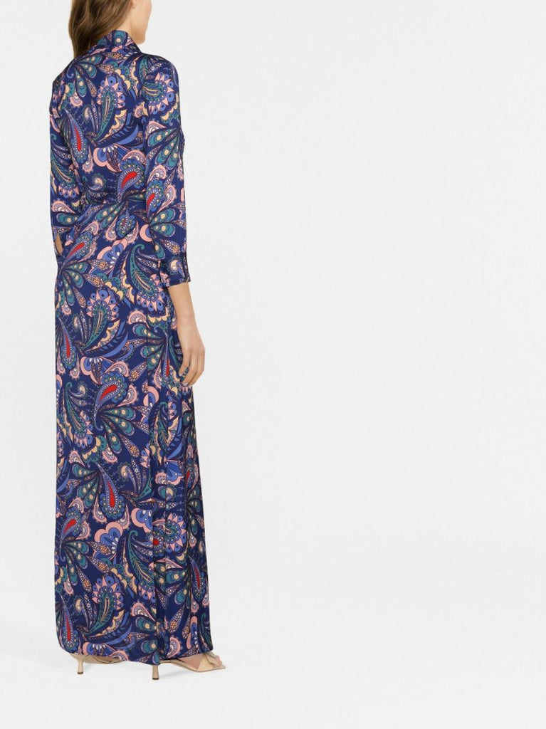 Blue Jacqueline Paisley Print Shirt Dress
