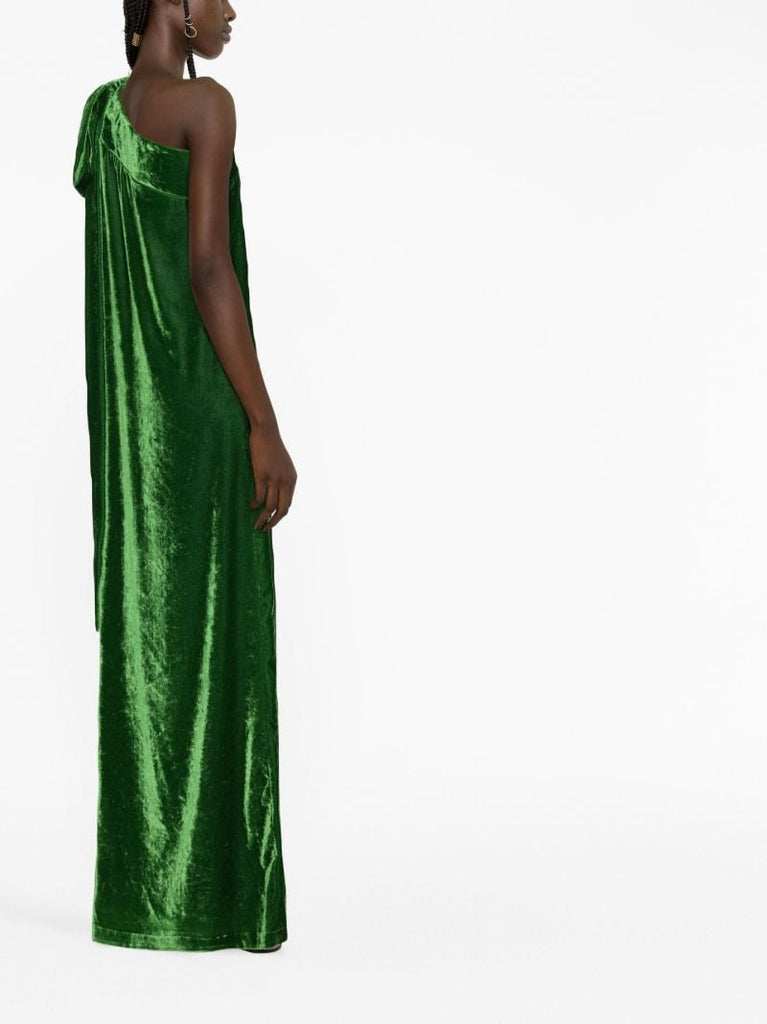 Green Nel One-sleeve Velvet Gown
