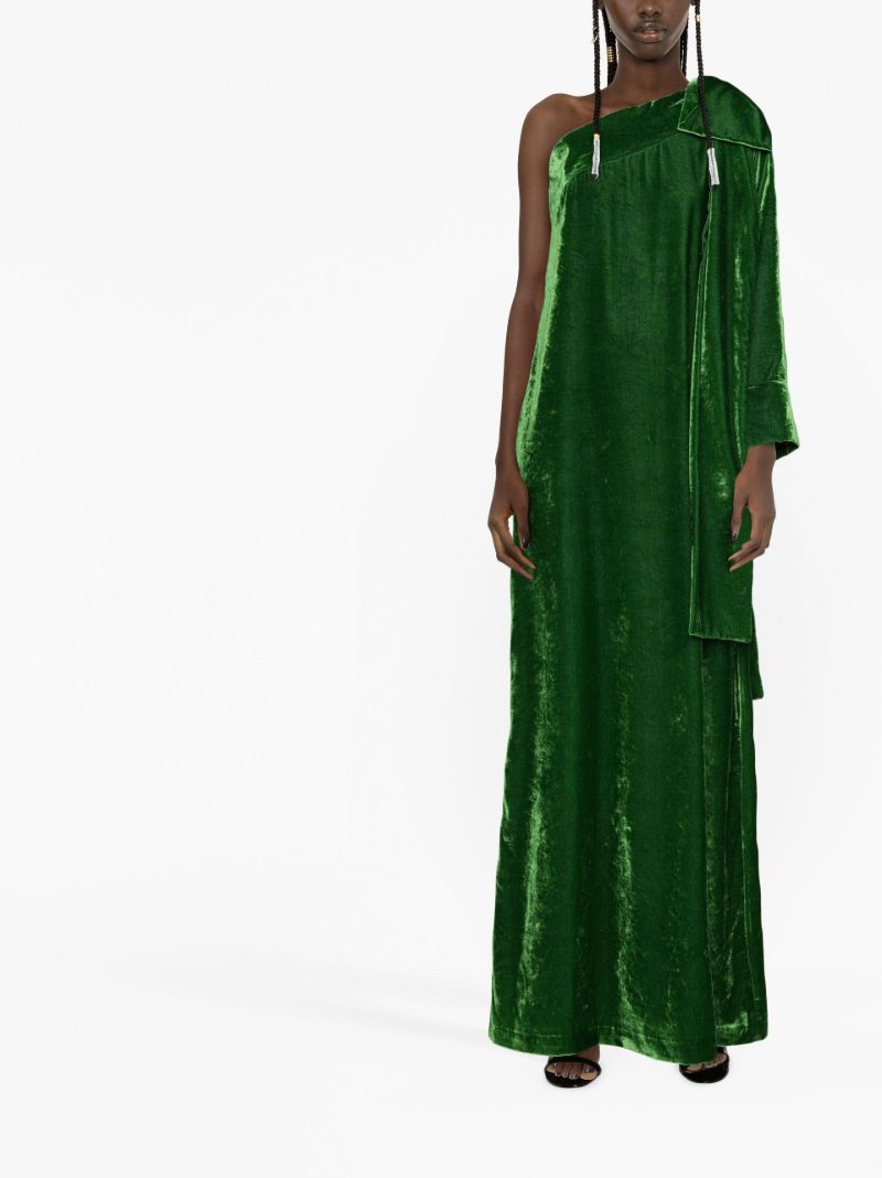 Green Nel One-sleeve Velvet Gown