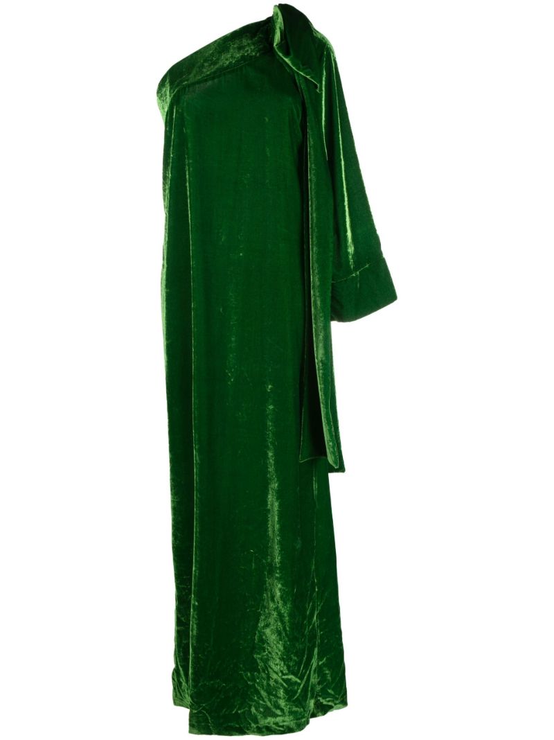 Green Nel One-sleeve Velvet Gown