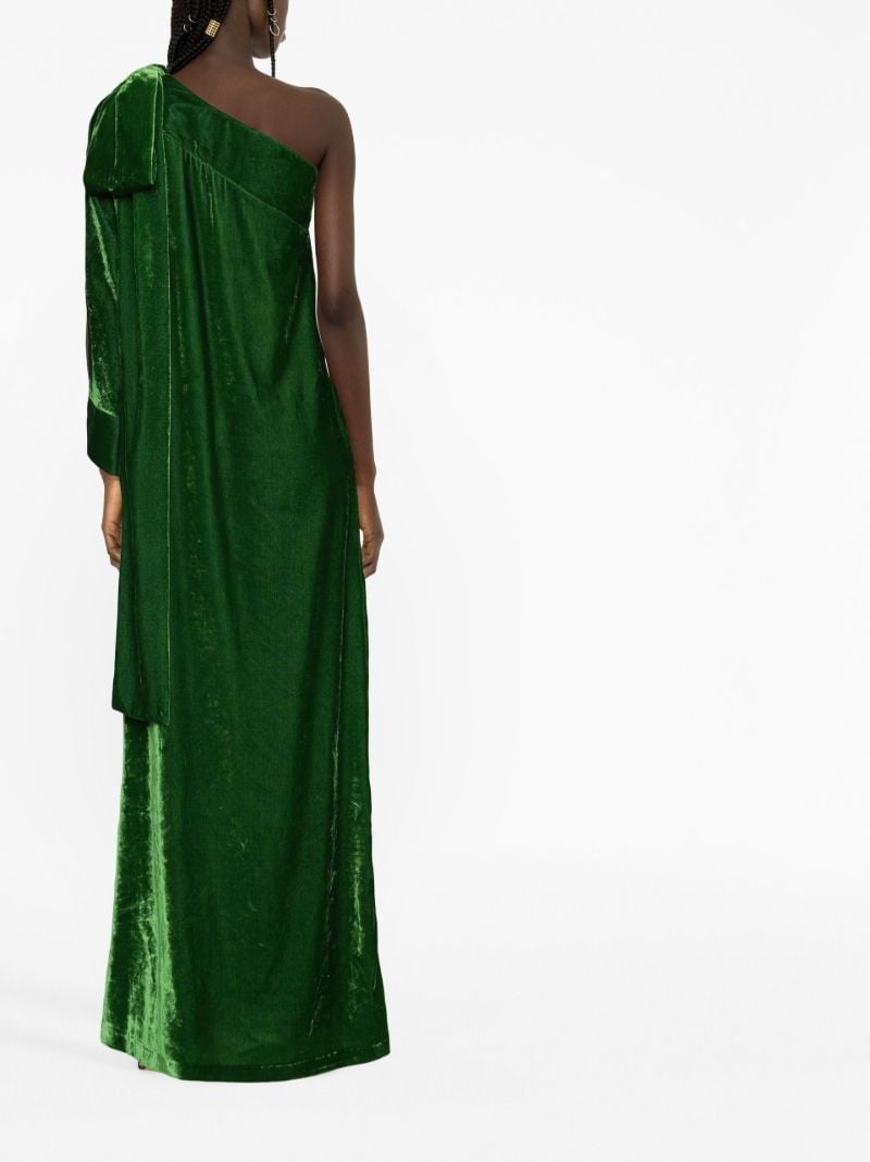 Green Nel One-sleeve Velvet Gown