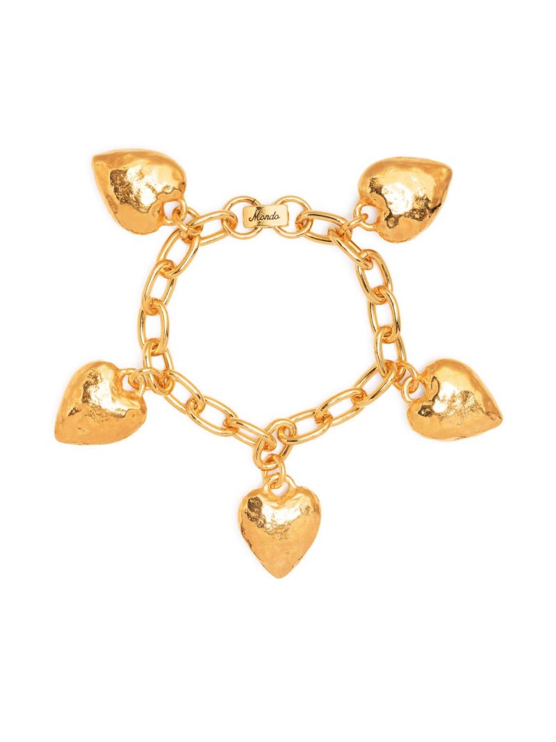 Gold-plated Heart Burn Charm Bracelet