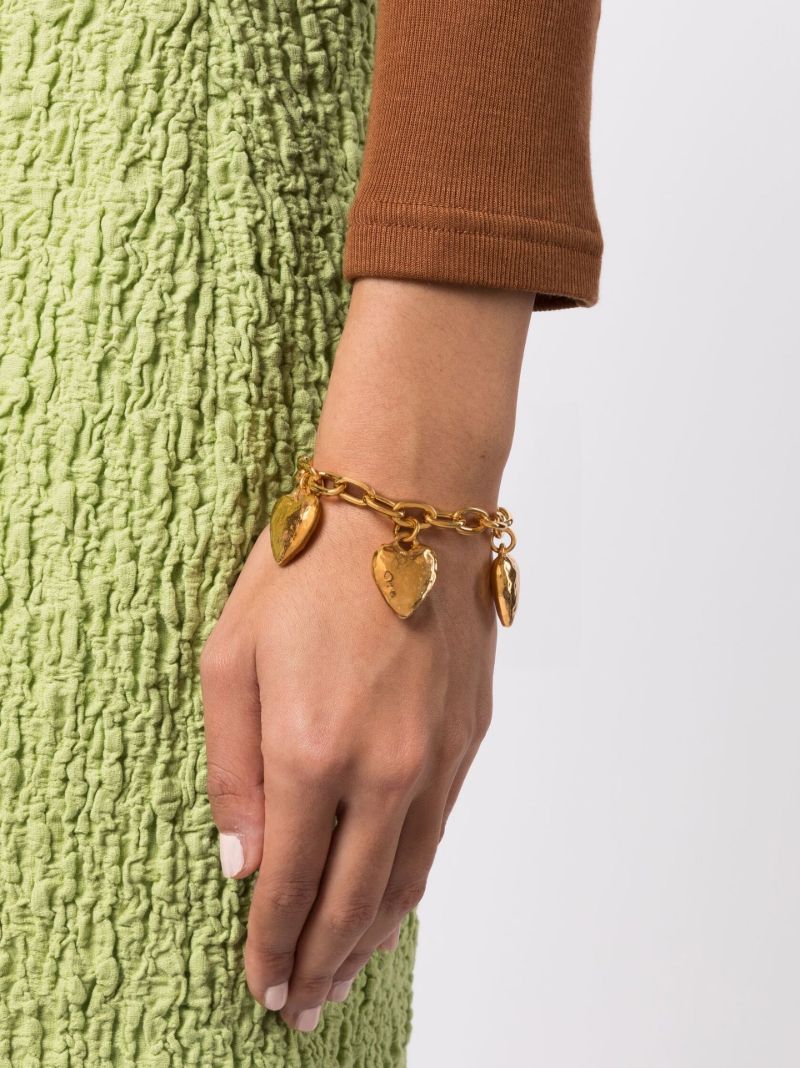 Gold-plated Heart Burn Charm Bracelet