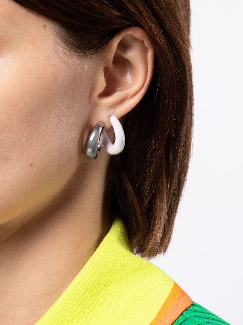 Rhodium-plated Blow Up Stellar Hoop Earrings