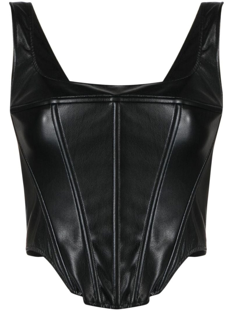 Black Larissa Faux Leather Corset Top