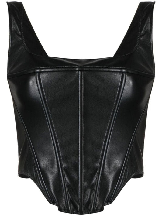 Black Larissa Faux Leather Corset Top
