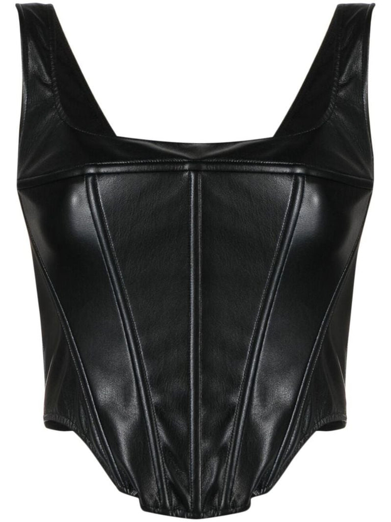 Black Larissa Faux Leather Corset Top