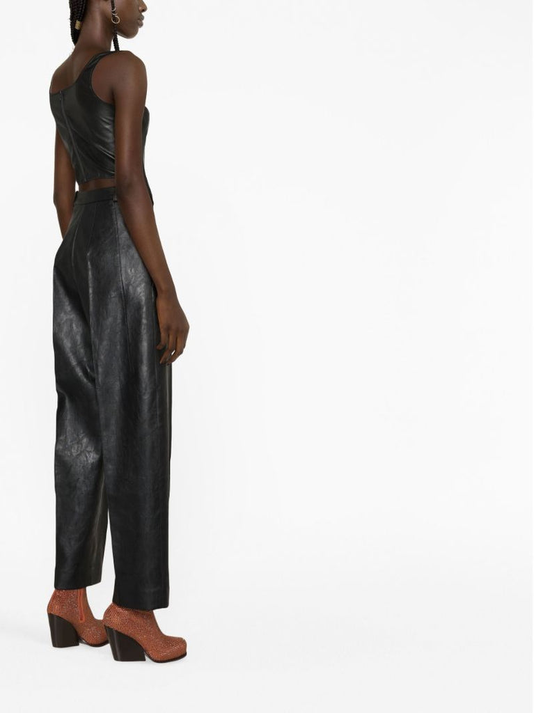 Black Larissa Faux Leather Corset Top