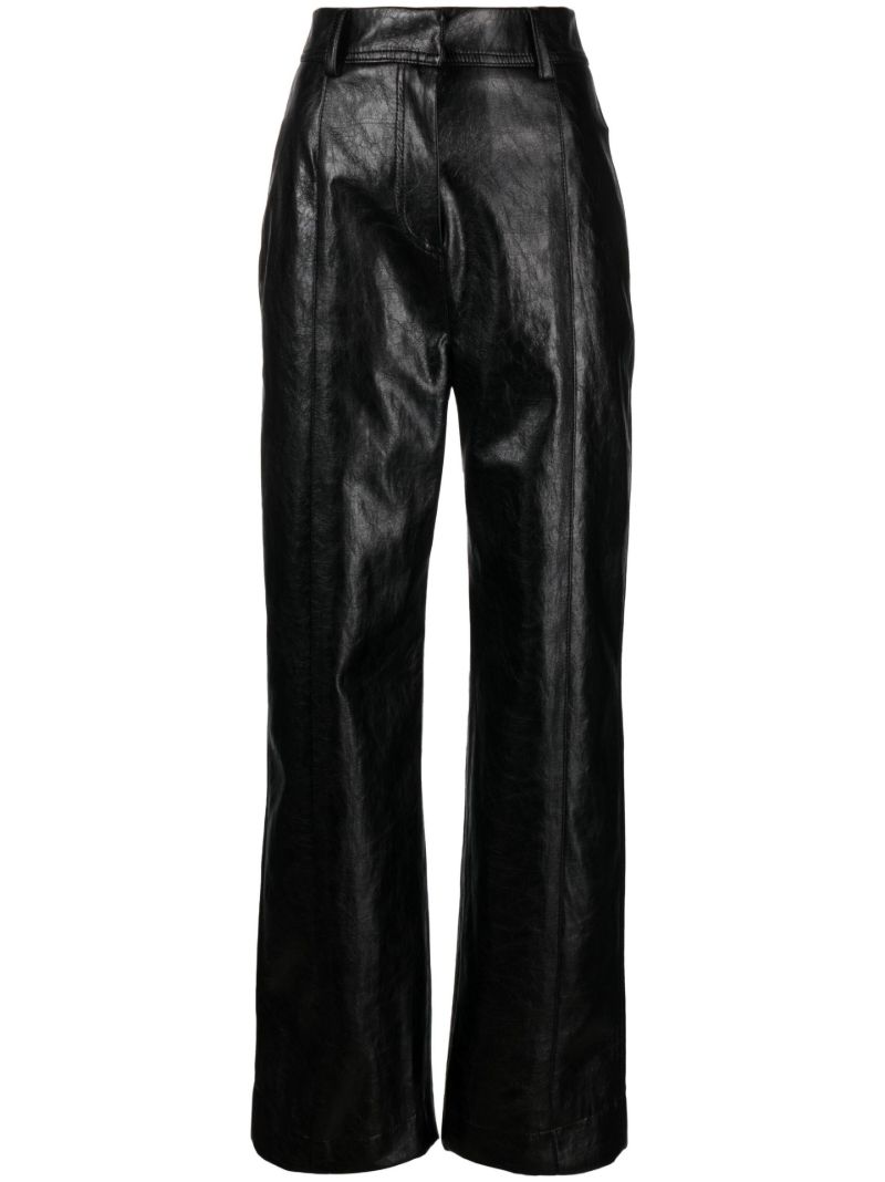 Black Faux Leather Wide-leg Trousers