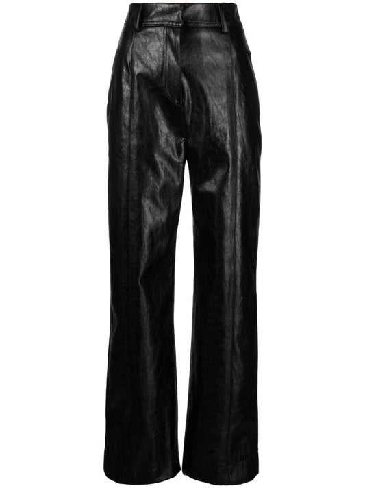Black Faux Leather Wide-leg Trousers