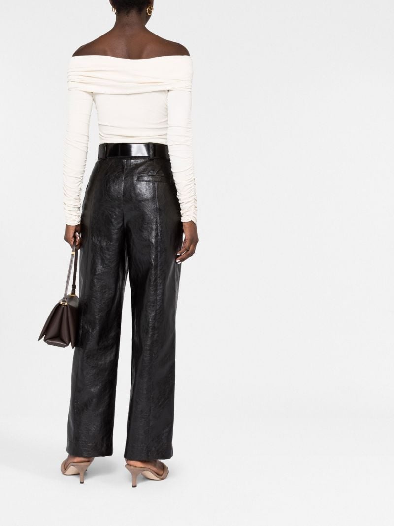 Black Faux Leather Wide-leg Trousers