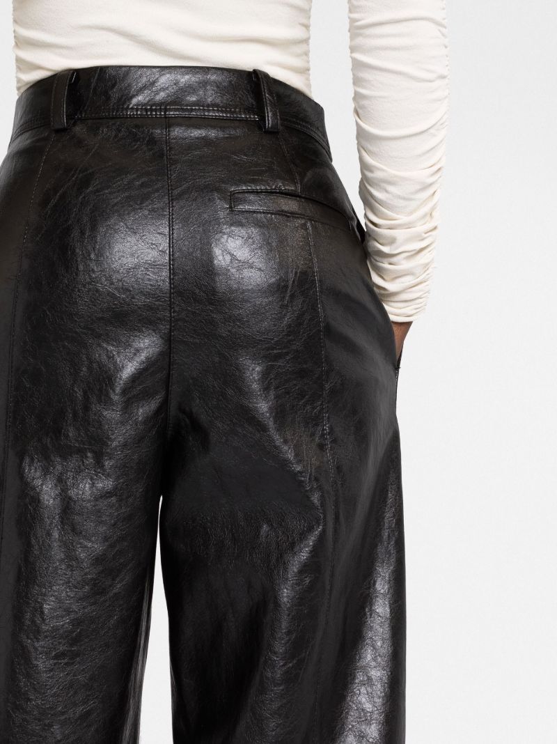 Black Faux Leather Wide-leg Trousers