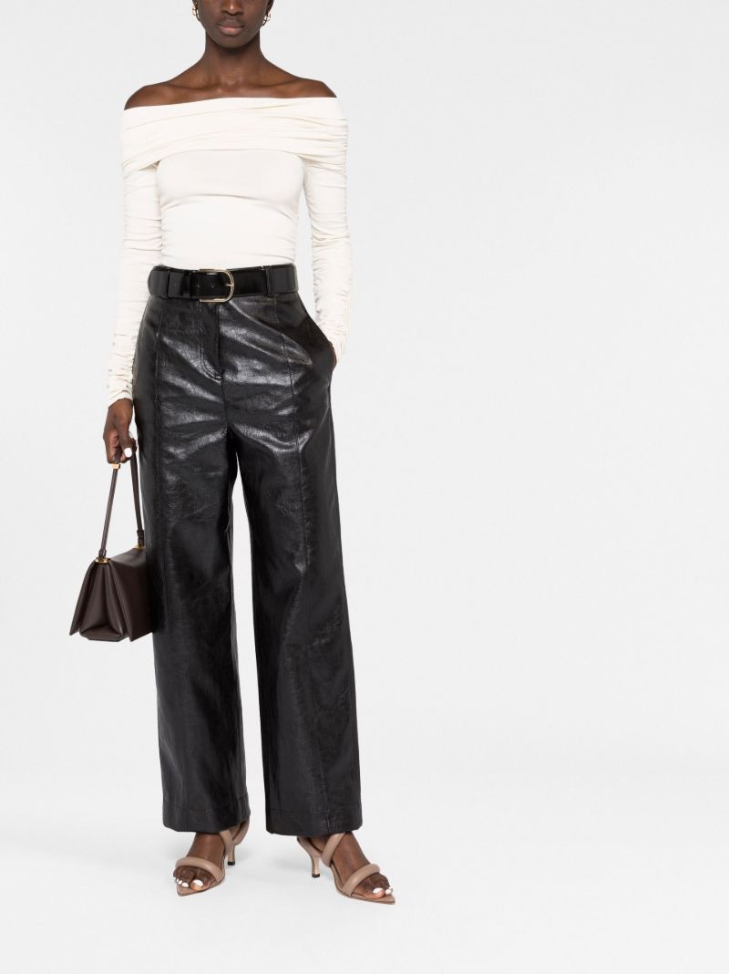 Black Faux Leather Wide-leg Trousers
