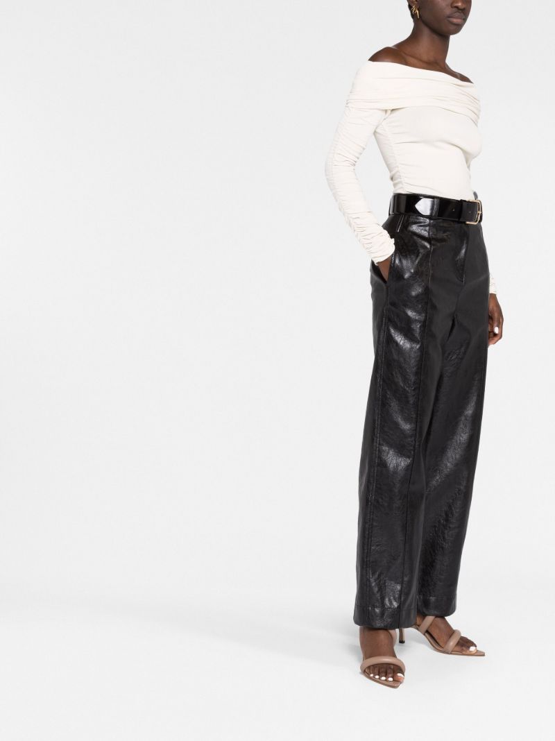 Black Faux Leather Wide-leg Trousers