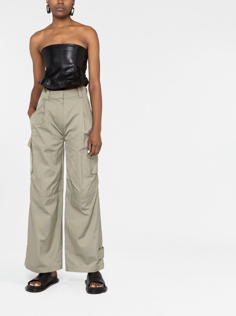 Green Wide-leg Cargo Trousers