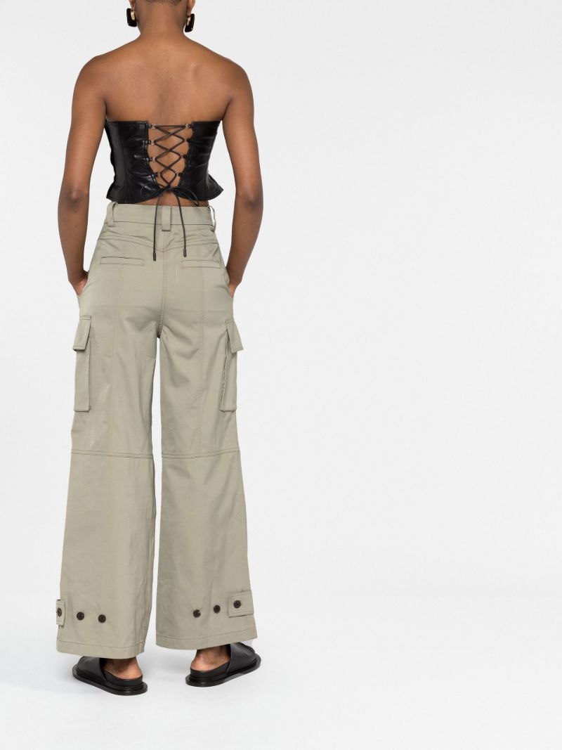 Green Wide-leg Cargo Trousers
