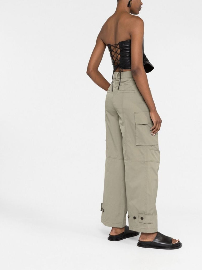 Green Wide-leg Cargo Trousers