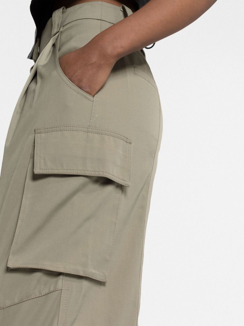Green Wide-leg Cargo Trousers