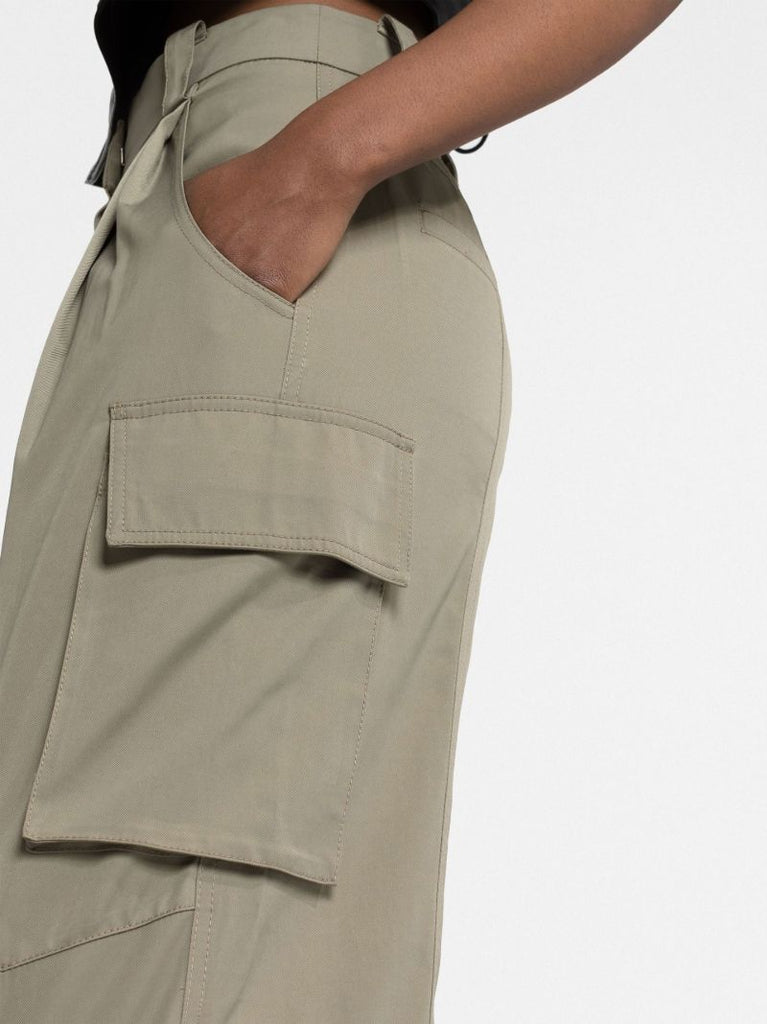 Green Wide-leg Cargo Trousers