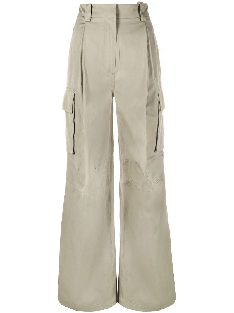 Green Wide-leg Cargo Trousers