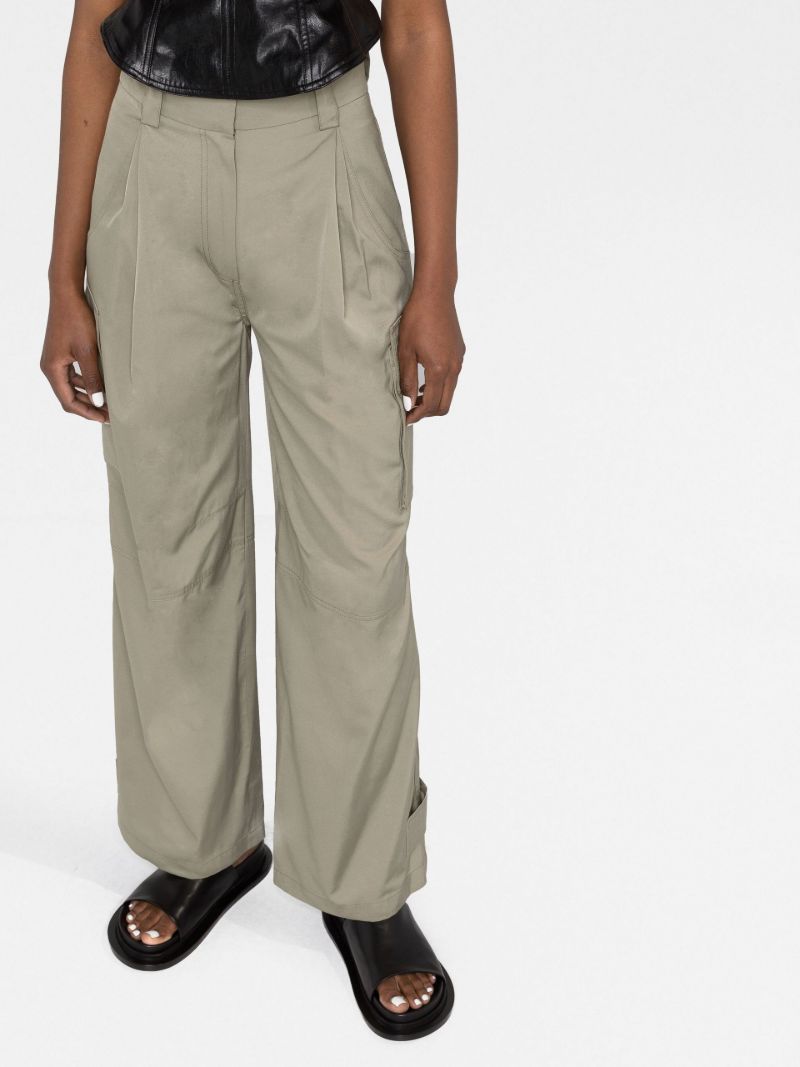 Green Wide-leg Cargo Trousers