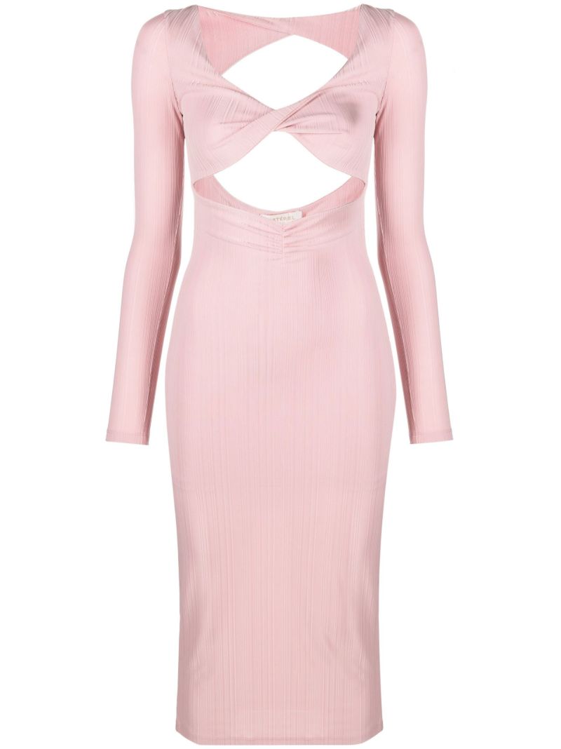 Pink Twist Cut-out Midi Dress