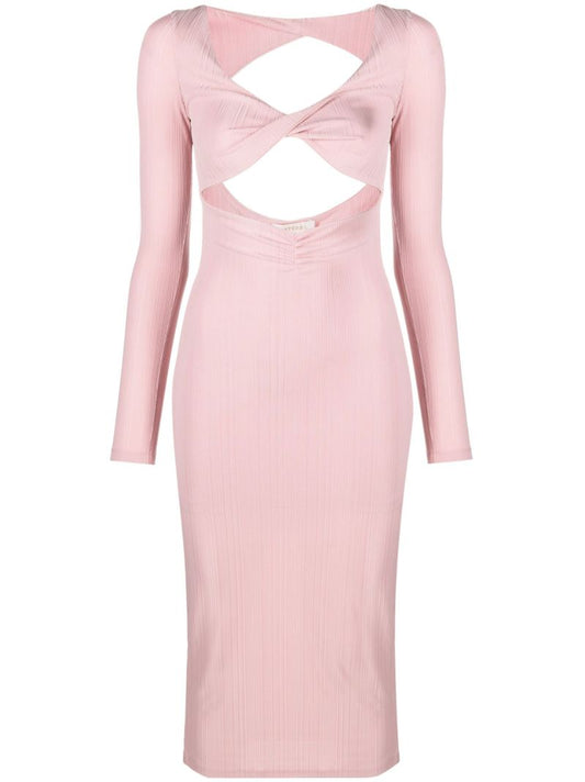 Pink Twist Cut-out Midi Dress