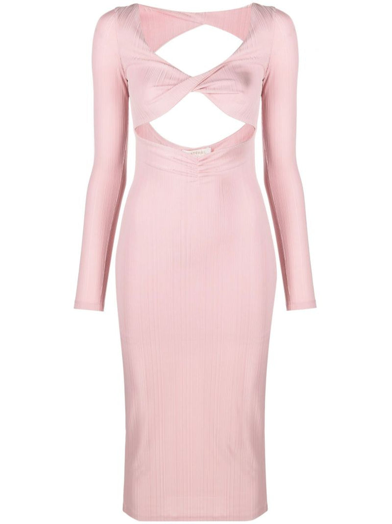 Pink Twist Cut-out Midi Dress