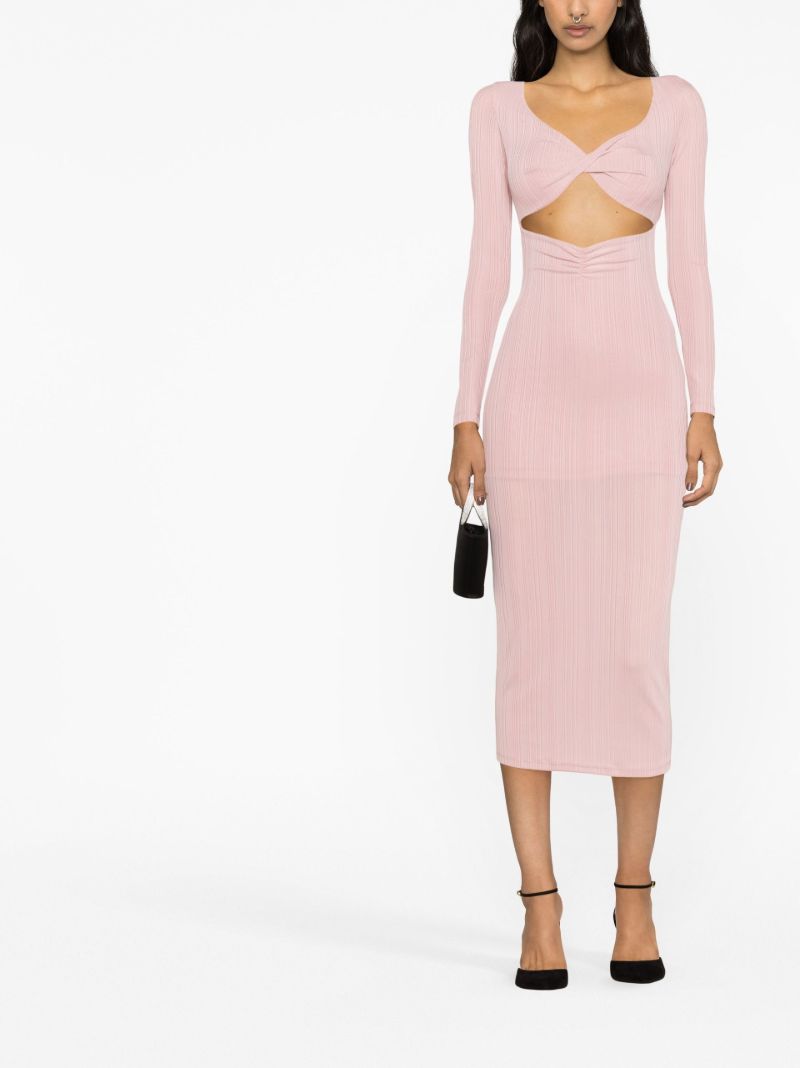 Pink Twist Cut-out Midi Dress
