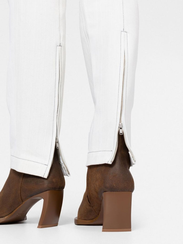 Blue Contrast-stitching Straight-leg Jeans