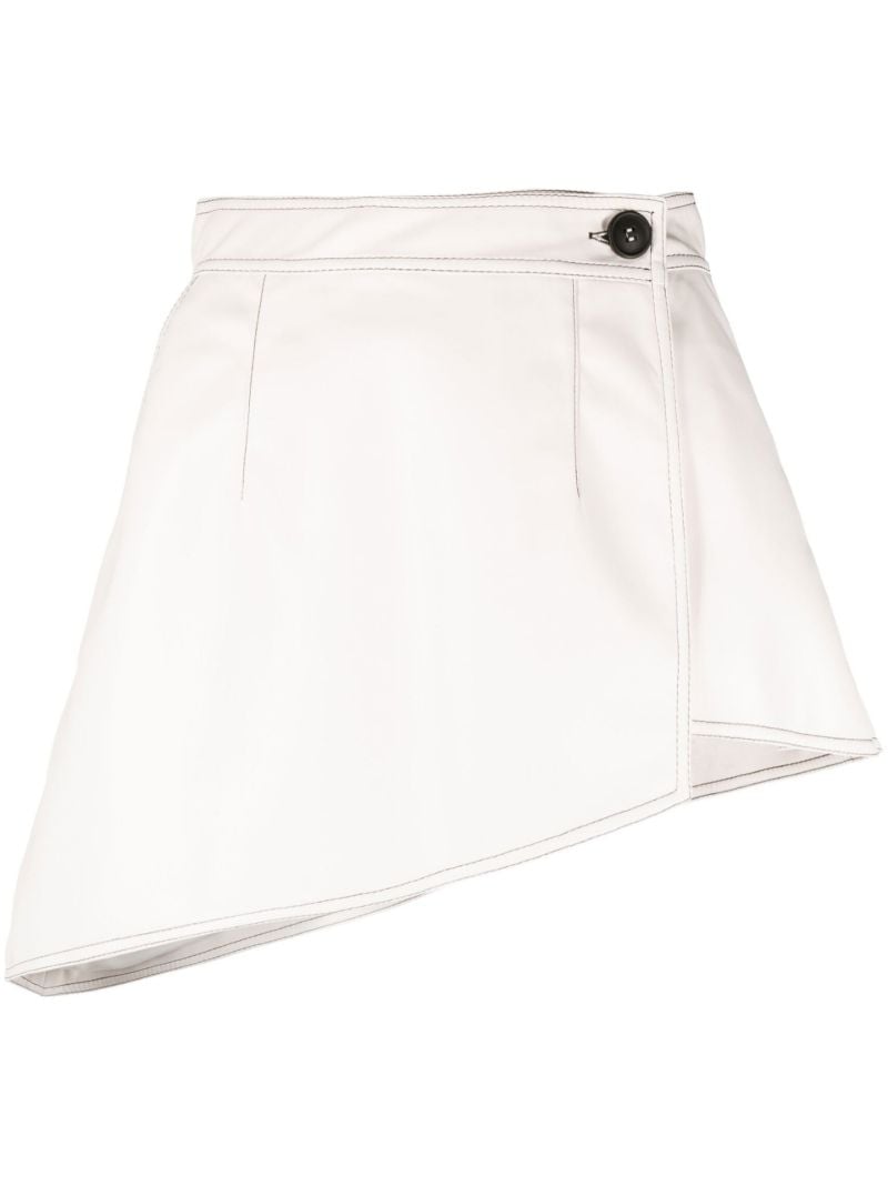 White Asymmetric Faux-leather Mini Skirt