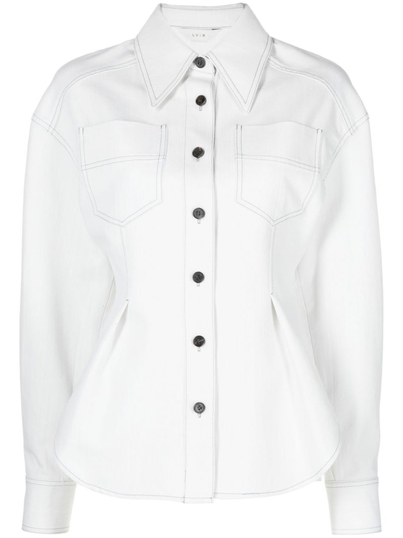 Blue Contrast Stitch Denim Shirt